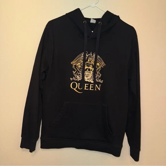 Queen Unisex Black Adult Crest Hoodie Freddie Mercury Design - Picture 8 of 16